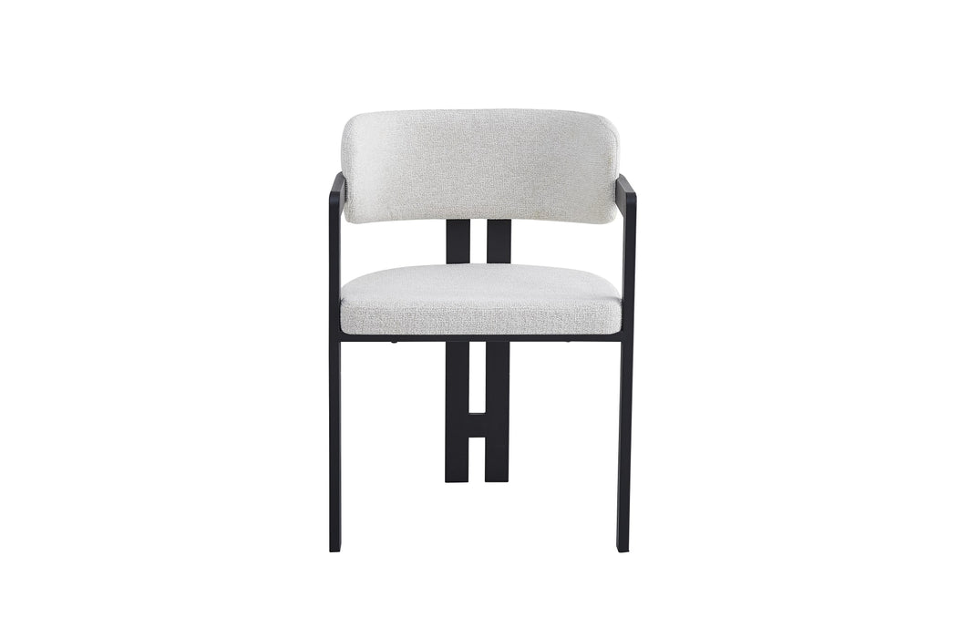 Chaise mellow pied metal noir assise tweed latte