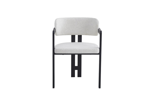 Chaise mellow pied metal noir assise tweed latte