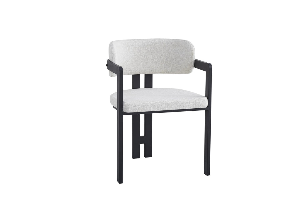 Chaise mellow pied metal noir assise tweed latte