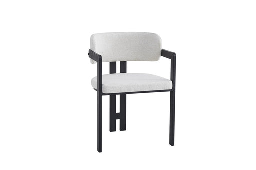 Chaise mellow pied metal noir assise tweed latte