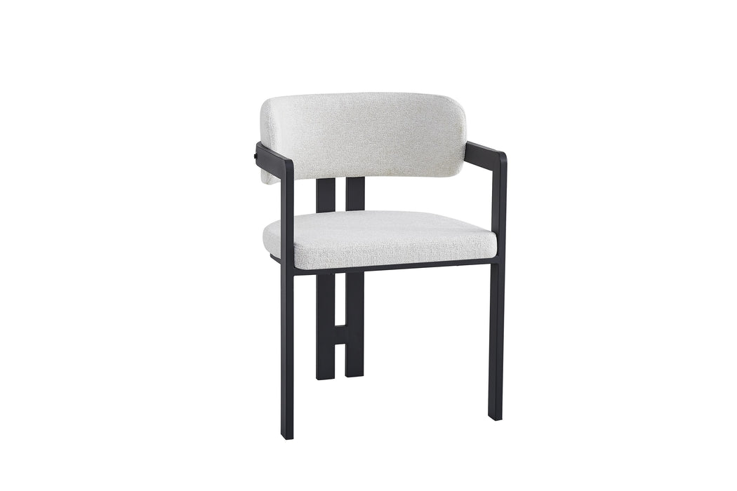 Chaise mellow pied metal noir assise tweed latte - image 2