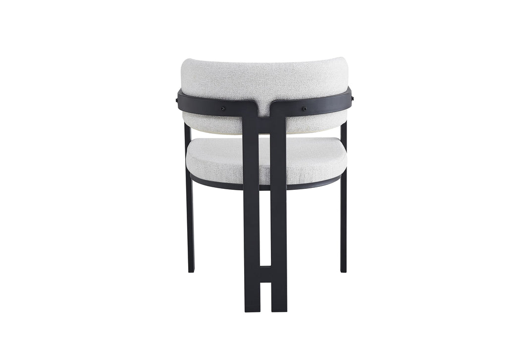 Chaise mellow pied metal noir assise tweed latte