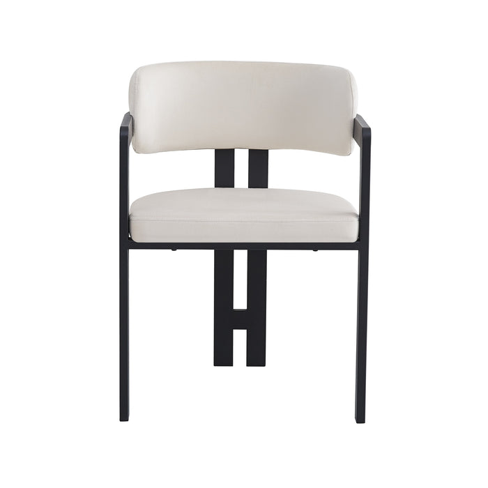 Chaise mellow pied metal noir assise velours beige