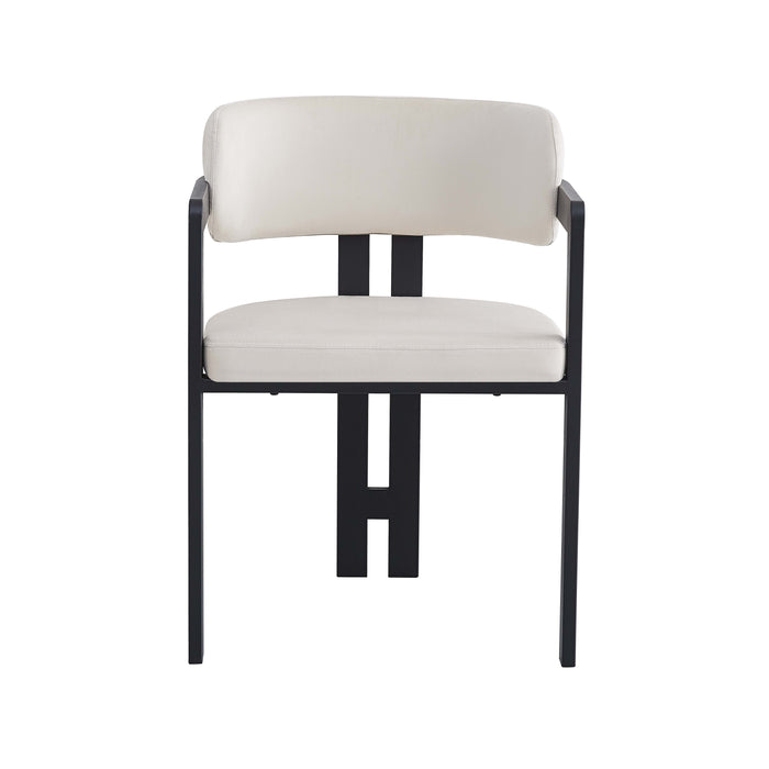 Chaise mellow pied metal noir assise velours beige - image 1