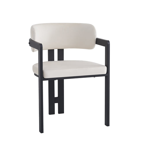 Chaise mellow pied metal noir assise velours beige