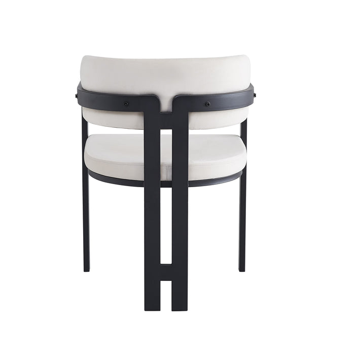 Chaise mellow pied metal noir assise velours beige