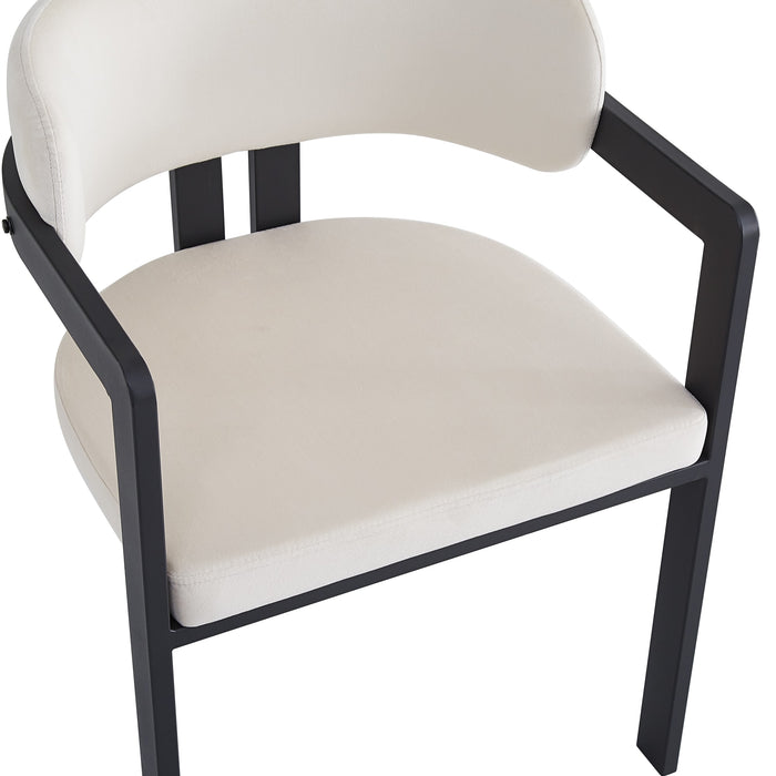 Chaise mellow pied metal noir assise velours beige