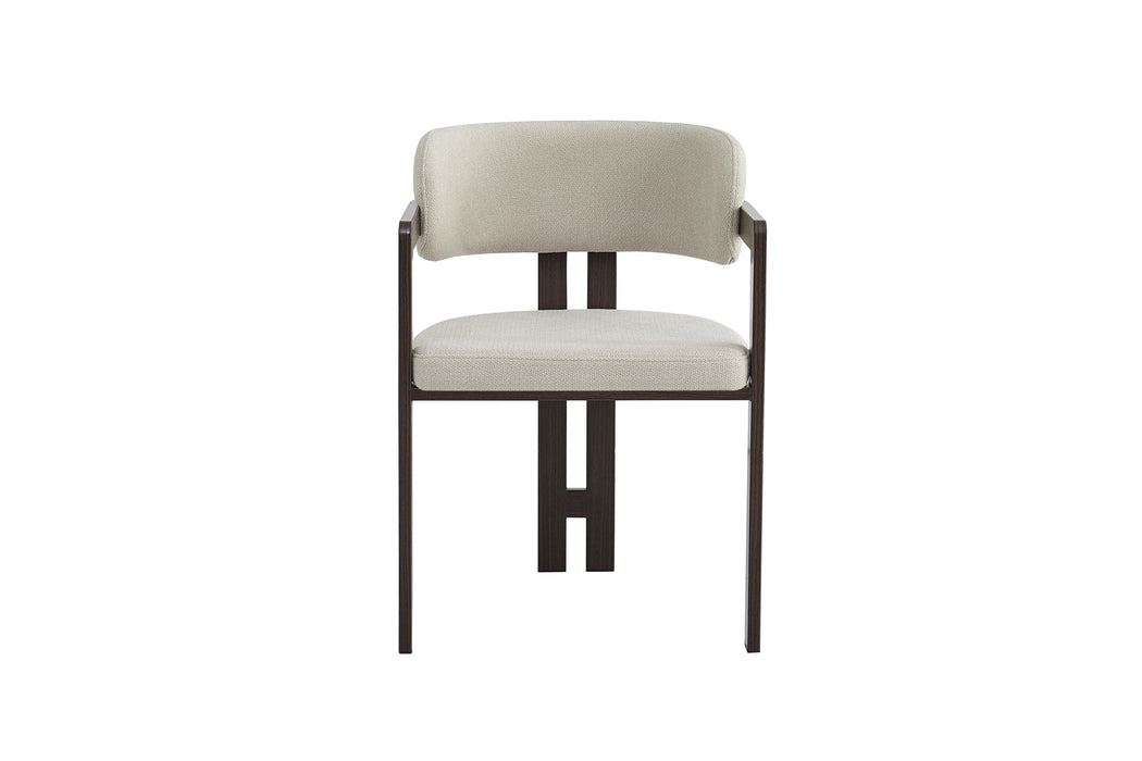 Chaise mellow pied effet noyer assise grain sable - image 1