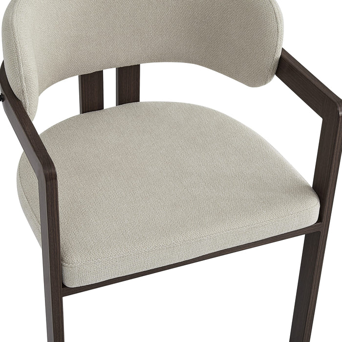 Chaise mellow pied effet noyer assise grain sable