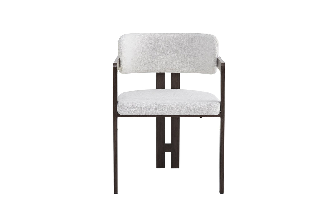 Chaise mellow pied effet noyer assise tweed latte - image 1