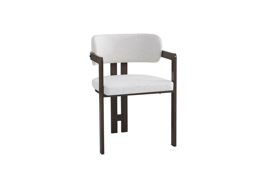 Chaise mellow pied effet noyer assise tweed latte - image 2