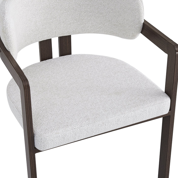 Chaise mellow pied effet noyer assise tweed latte - image 4