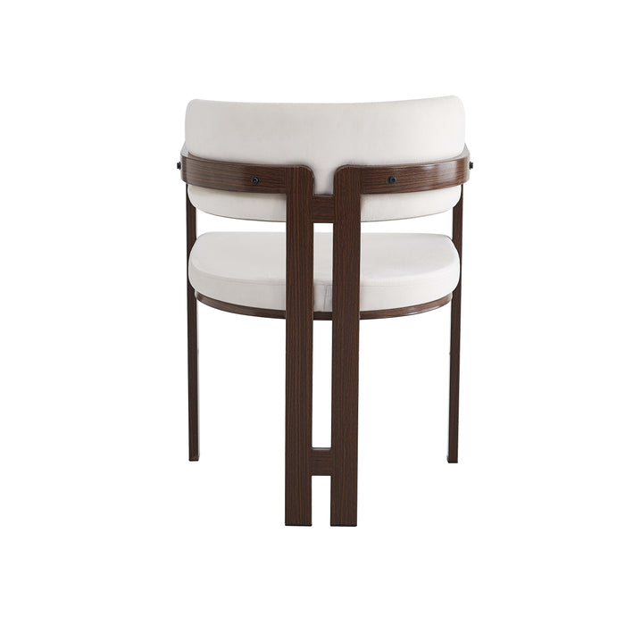Chaise mellow pied effet noyer assise velours beige - image 3