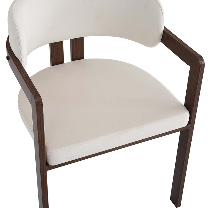 Chaise mellow pied effet noyer assise velours beige - image 4