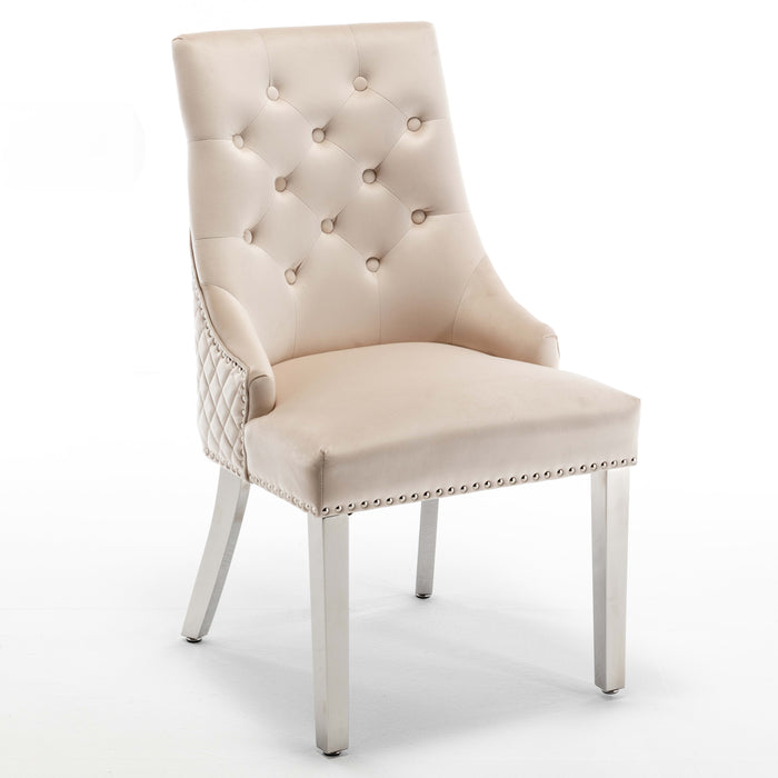 Lot de chaises ANNEAU matelassée et cloutée Chrome velours - image 2