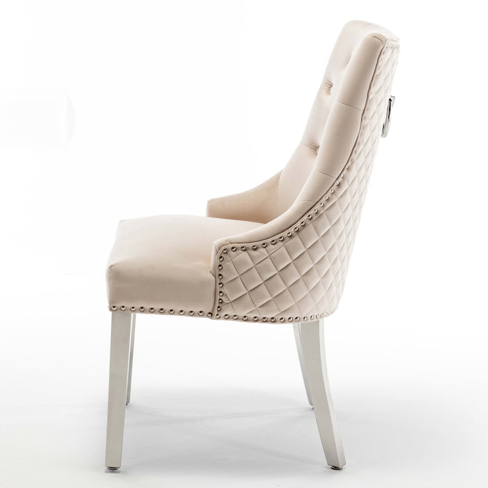 Lot de chaises ANNEAU matelassée et cloutée Chrome velours - image 3