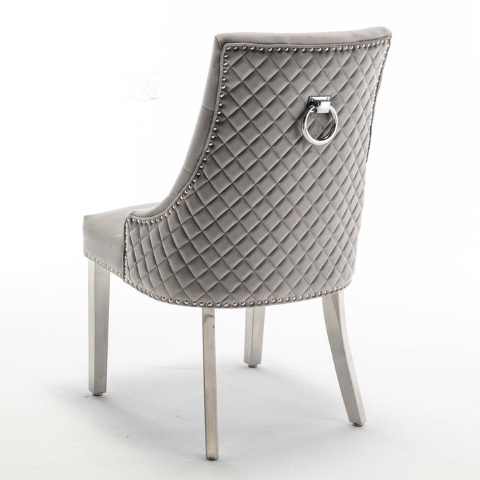 Lot de chaises ANNEAU matelassée et cloutée Chrome velours - image 6
