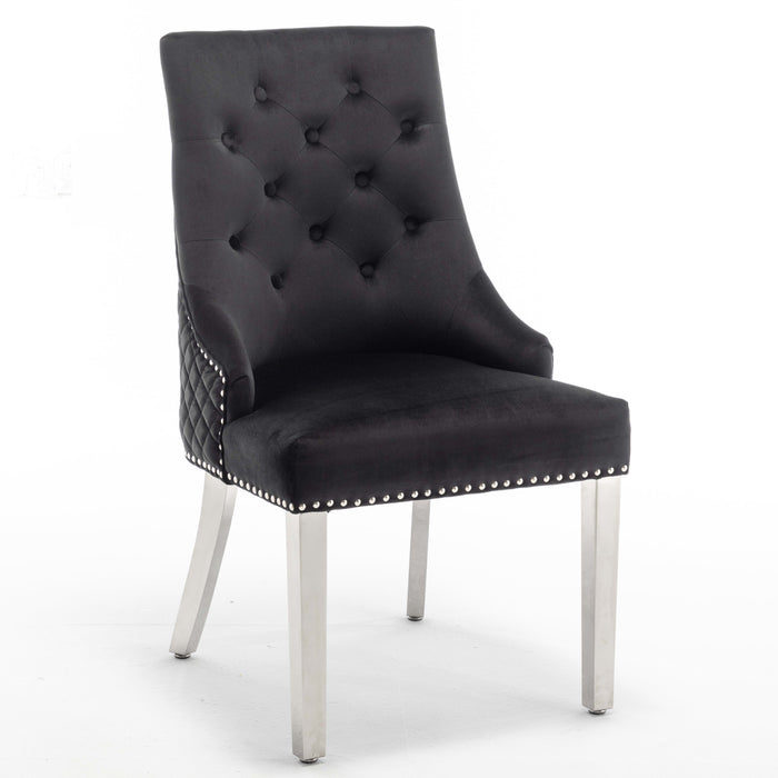 Lot de chaises ANNEAU matelassée et cloutée Chrome velours - image 2