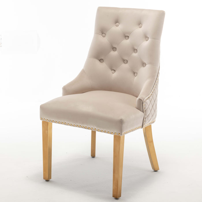 Lot de 2 chaises ANNEAU mattelassée et clo?tée Gold velours - image 5