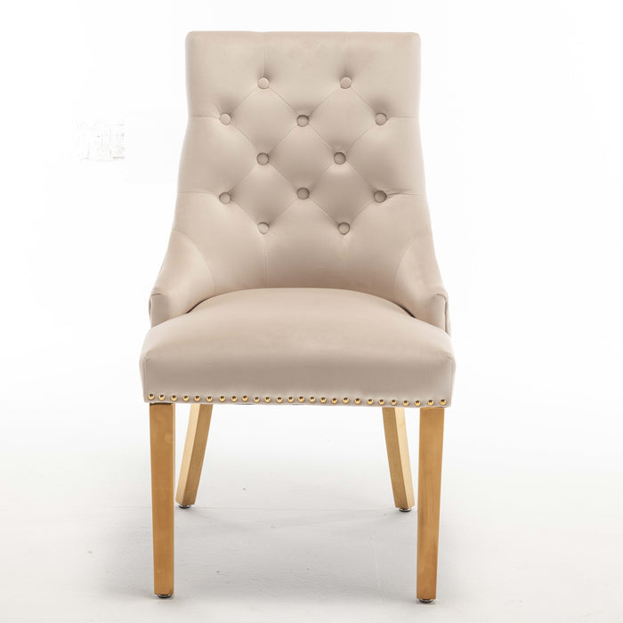 Lot de 2 chaises ANNEAU mattelassée et clo?tée Gold velours - image 3
