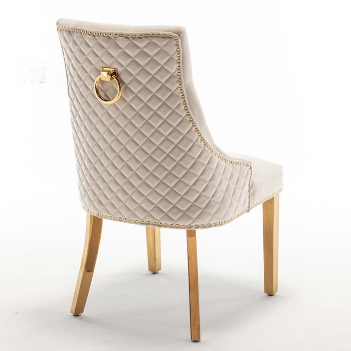 Lot de 2 chaises ANNEAU mattelassée et clo?tée Gold velours - image 6