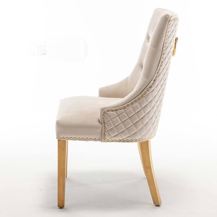 Lot de 2 chaises ANNEAU mattelassée et clo?tée Gold velours - image 4