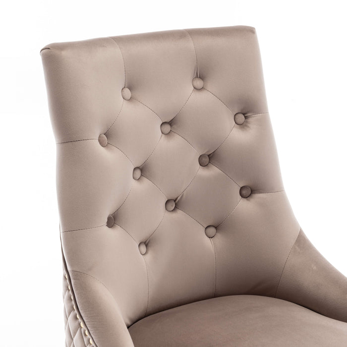 Lot de 2 chaises ANNEAU mattelassée et clo?tée Gold velours - image 4