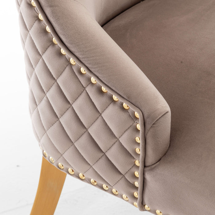 Lot de 2 chaises ANNEAU mattelassée et clo?tée Gold velours - image 5