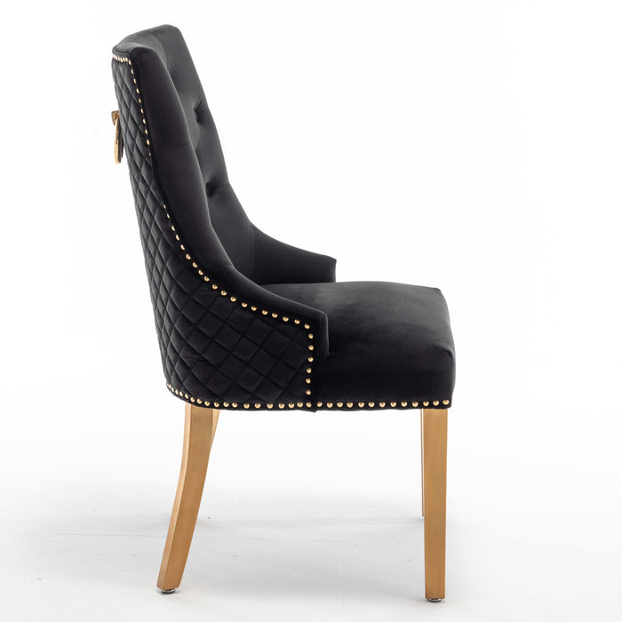 Lot de 2 chaises ANNEAU mattelassée et clo?tée Gold velours - image 4