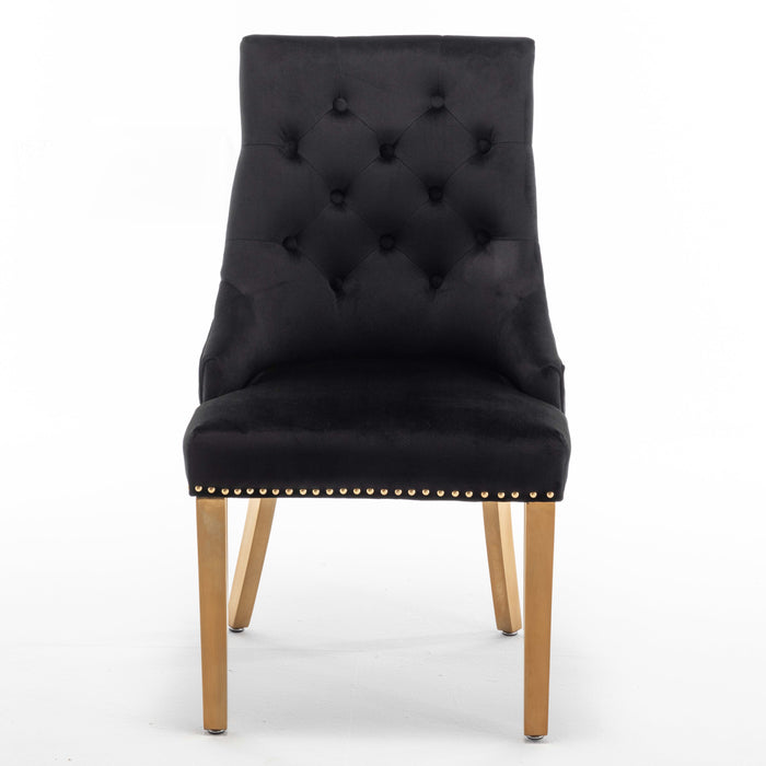 Lot de 2 chaises ANNEAU mattelassée et clo?tée Gold velours - image 2