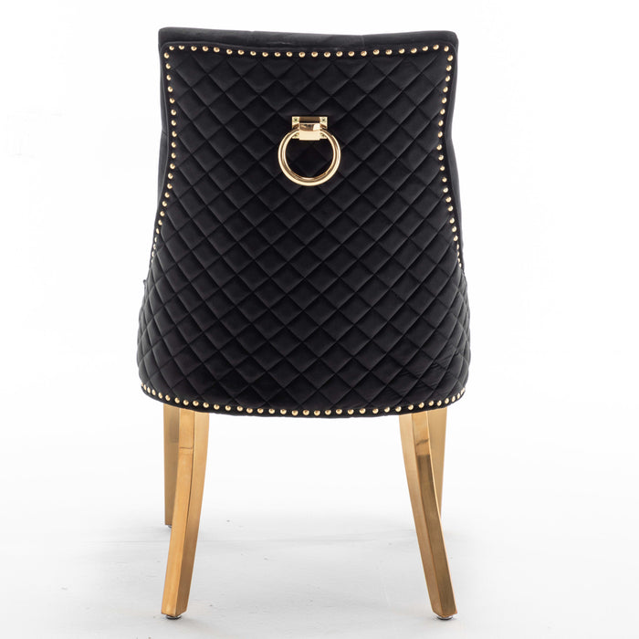 Lot de 2 chaises ANNEAU mattelassée et clo?tée Gold velours - image 5
