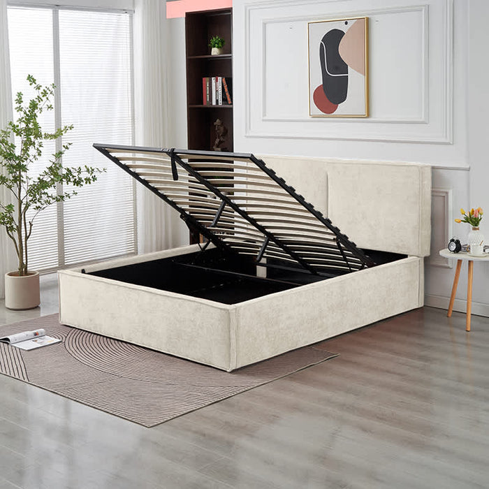 LIT DOUBLE COFFRE OLIVIA CHENILLE BEIGE 160X200CM - image 4