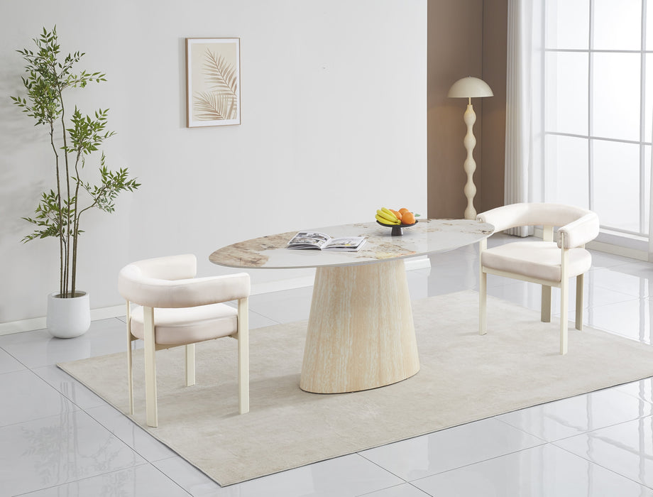 CHAISE VAIANA PIED METAL BEIGE ASSISES VELOURS BEIGE - image 5