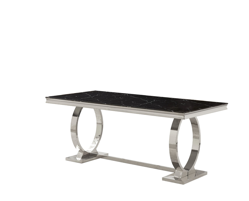 TABLE REPAS OMEGA CHROME MARBRE NOIR 180x90cm - image 1