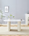 TABLE A MANGER ROXY PIED BEIGE CERAMIQUE MARBRE BLANC 180x90cm