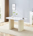 TABLE A MANGER ROXY PIED BEIGE CERAMIQUE MARBRE BLANC 180x90cm