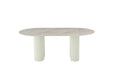TABLE A MANGER ROXY PIED METAL BEIGE PLATEAU CERAMIQUE SHAKESPEARE GRIS 160x90x75cm - image 1