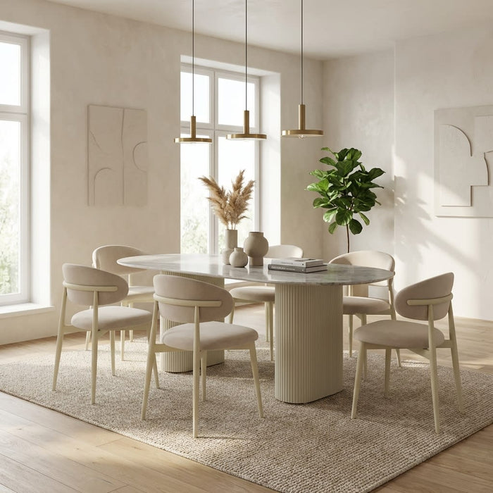 TABLE A MANGER ROXY PIED METAL BEIGE PLATEAU CERAMIQUE SHAKESPEARE GRIS 180x90x75cm - image 4