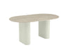 TABLE A MANGER ROXY PIED METAL BEIGE PLATEAU CERAMIQUE TRAVERTIN BRILLANT 180x90x75cm - image 2