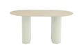TABLE A MANGER ROXY PIED BEIGE PLATEAU CERAMIQUE TRAVERTIN MAT 160 - image 1