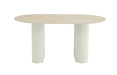 TABLE A MANGER ROXY PIED BEIGE PLATEAU CERAMIQUE TRAVERTIN MAT 160