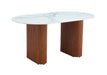 TABLE A MANGER ROXY PIED NOISETTE PLATEAU CERAMIQUE MARBRER BLANC 160