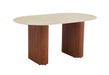 TABLE A MANGER ROXY PIED NOISETTE CERAMIQUE EFFET TRAVERTIN MAT 180X90cm