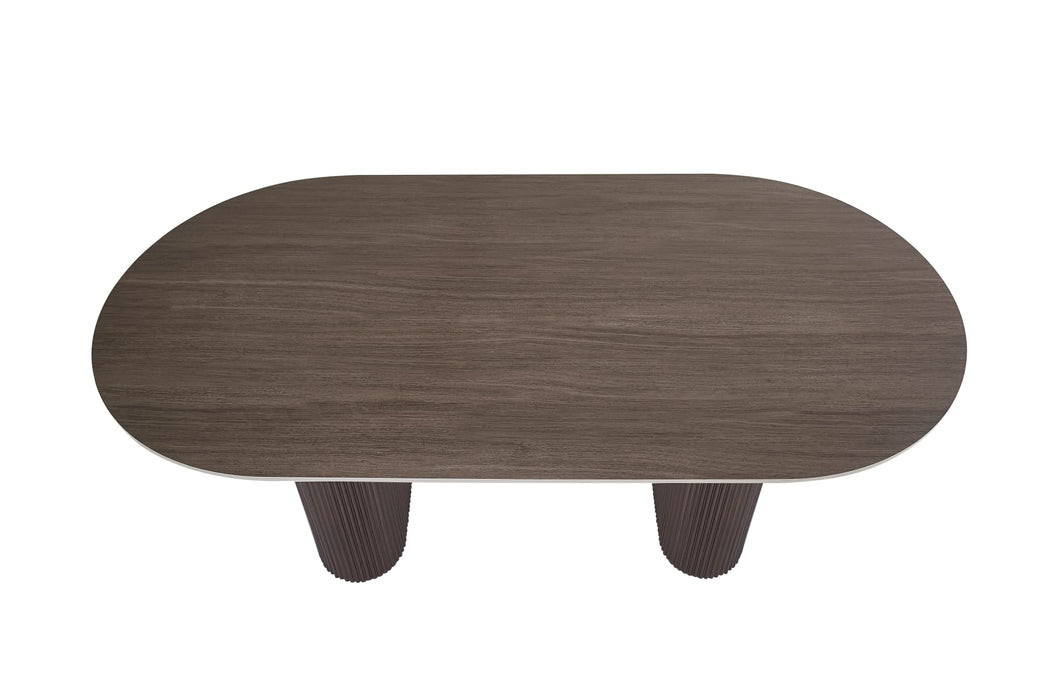 TABLE A MANGER ROXY PIED NOYER PLATEAU CERAMIQUE NOYER 180CM