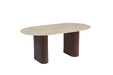 TABLE A MANGER ROXY PIED EFFET NOYER PLATEAU CERAMIQUE TRAVERTIN BRILLANT 160x90x75cm - image 2