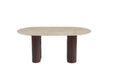 TABLE A MANGER ROXY PIED EFFET NOYER PLATEAU CERAMIQUE TRAVERTIN BRILLANT 160x90x75cm - image 1