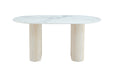 TABLE A MANGER ROXY PIED TRAVERTIN PLATEAU CERAMIQUE MARBRE BLANC (BLB) 160 - image 1