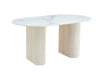 TABLE A MANGER ROXY PIED TRAVERTIN PLATEAU CERAMIQUE MARBRE BLANC (BLB) 160 - image 2