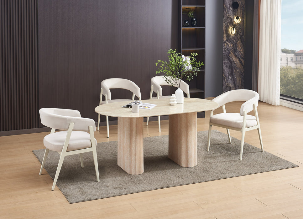 TABLE A MANGER ROXY PIED TRAVERTIN PLATEAU CERAMIQUE TRAVERTIN BRILLANT 160x90x75cm - image 4
