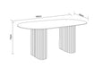 TABLE A MANGER ROXY PIED NOISETTE CERAMIQUE MARBRE BLANC 180X90cm